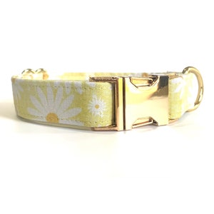 Yellow Floral Dog Collar and leash, Christmas gift for girl, new puppy collar, rescue dog collar, dog lover gift, cute summer dog collar