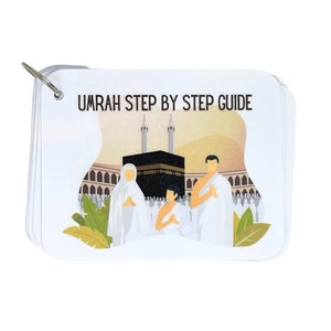 Digitale download afdrukbare Umrah-gidsboek stap voor stap eenvoudig te volgen gidsboek Kinderflitskaarten sleutelhanger Dua voor Umrah Educatief UK