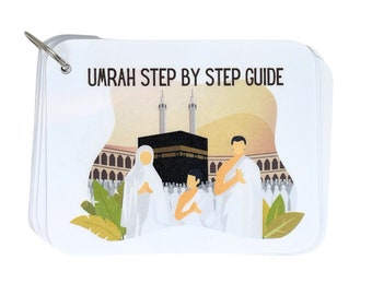 Digitale download afdrukbare Umrah-gidsboek stap voor stap eenvoudig te volgen gidsboek Kinderflitskaarten sleutelhanger Dua voor Umrah Educatief UK