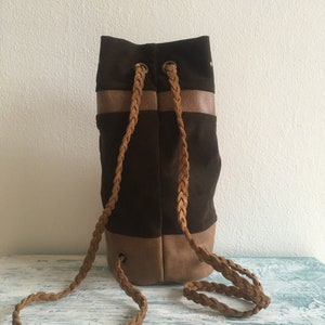 handmade leather backpack brown / bucket bag / city backpack / leather rucksack / shoulder bag image 3