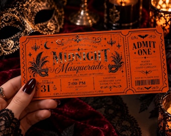 Elegant Foil Party Invite The Midnight Masquerade Halloween Ticket Invitation:  (Physical)