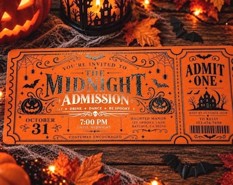 Elegant Foil Party Invite The Midnight Admission Halloween Ticket Invitation:  (Physical)