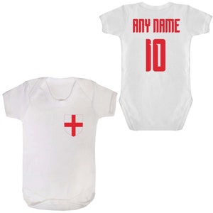 ENGLAND Football Team personalised Any Name & Number Babygrow