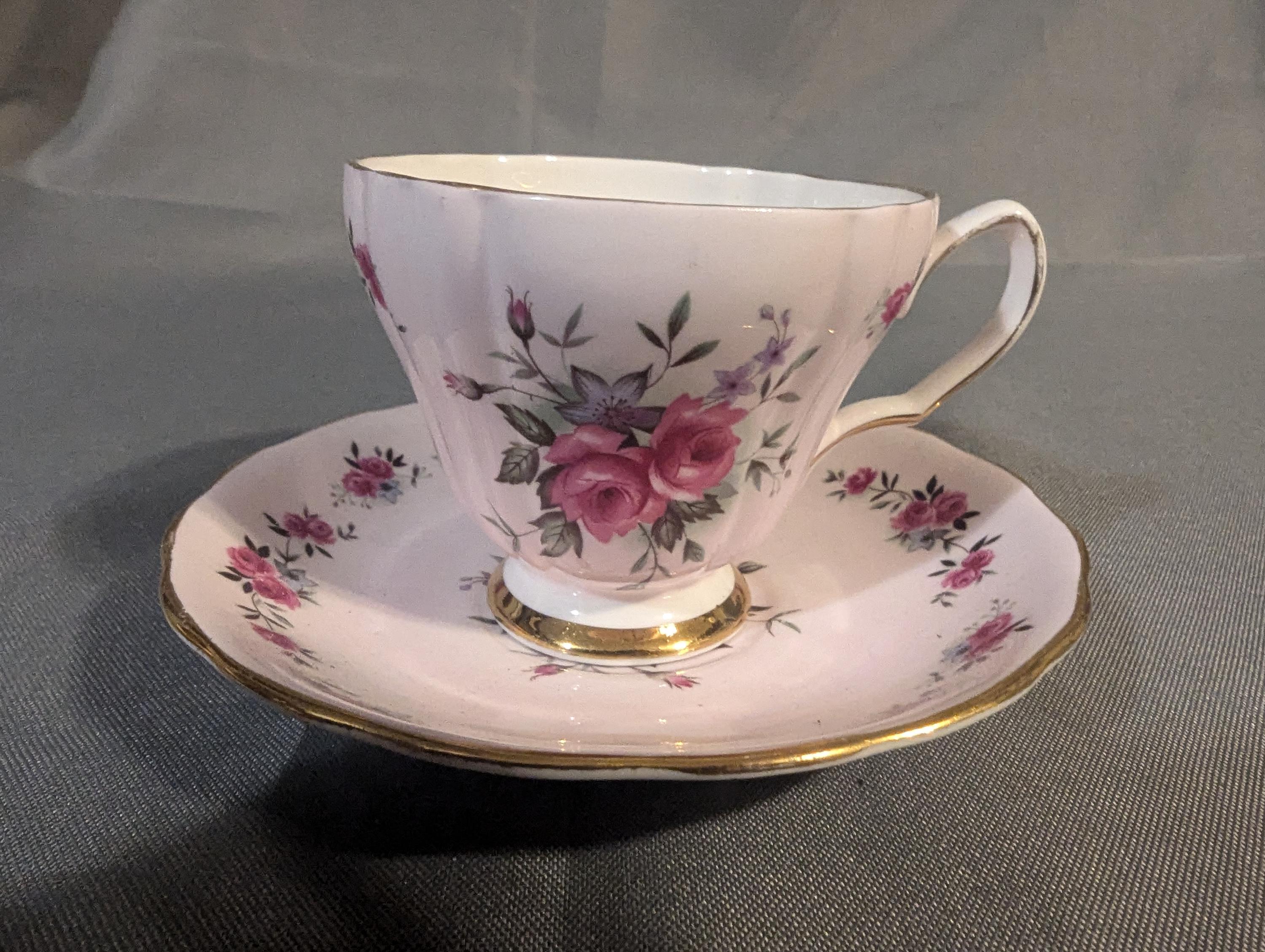 Colclough Pink Roses Tea Cup and Saucer, Bone China Made in England - Etsy