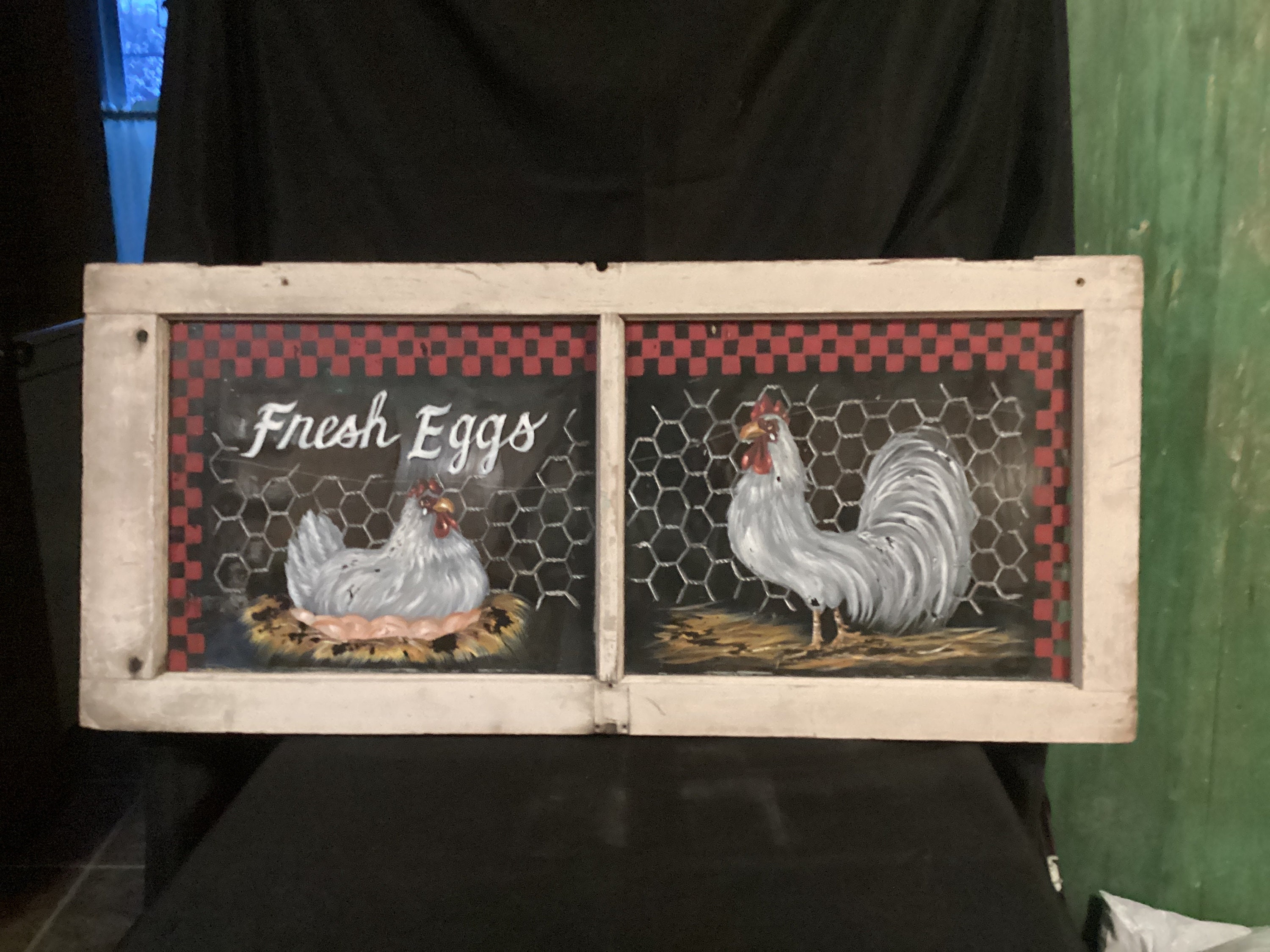 Handpainted Vintage Chicken Window Sash 40” Long X 18” High Amazing! - Etsy
