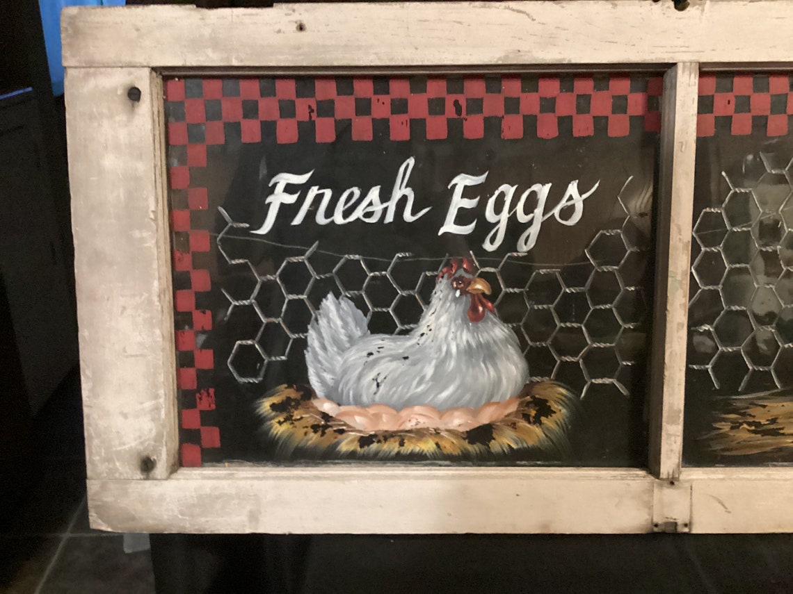 Handpainted Vintage Chicken Window Sash 40” Long X 18” High Amazing! - Etsy
