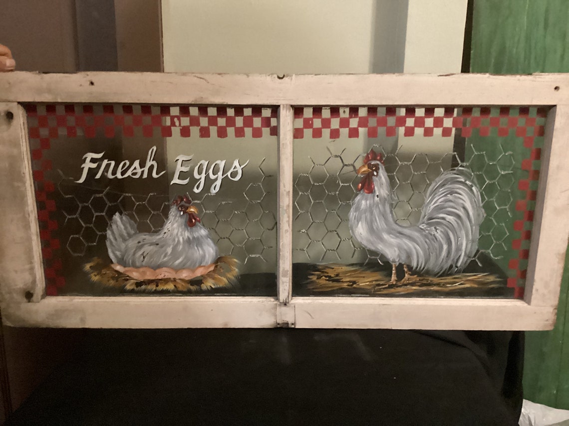 Handpainted Vintage Chicken Window Sash 40” Long X 18” High Amazing! - Etsy