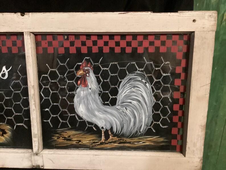 Handpainted Vintage Chicken Window Sash 40” Long X 18” High Amazing! - Etsy