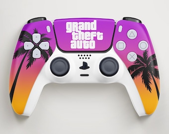Aangepaste controller met Vice Sunset-thema voor PS5