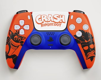 Crash Retro Platform controller met aangepast thema voor PS5