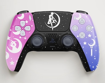 Custom Magical Girl Moon Themed PS5 Controller