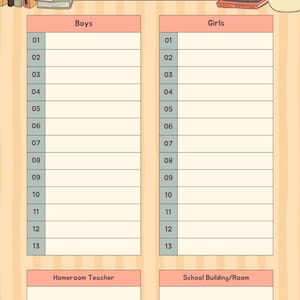 Classroom Name List Lined and Illustrative Style Template, Class Roster, Tracking Assignments, Attendance, Contact Info - Fun Editable
