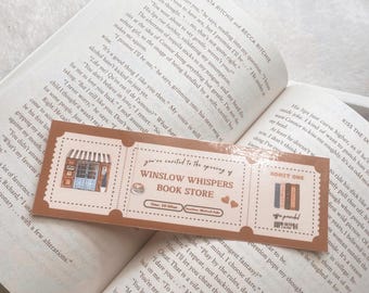 Zakładka do księgarni Winslow Whispers | Zakładka do biletu do klubu książki | Zakładka jesienna | Zakładka jesienna | Prezenty książkowe | Urocza zakładka