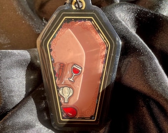 Brelok z gotycką trumną | Romans wampirów, akcesorium dla czytelnika ciemności