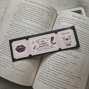 Klub Książki Wampirów | Zakładka Biletu Klubu Książki | Zakładka Jesienna | Zakładka Wampirów | Straszna Zakładka | Prezenty Książkowe | Uroczy Zakładka zdjęcie 1