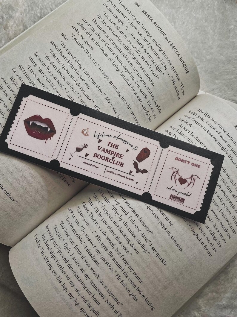 Klub Książki Wampirów | Zakładka Biletu Klubu Książki | Zakładka Jesienna | Zakładka Wampirów | Straszna Zakładka | Prezenty Książkowe | Uroczy Zakładka zdjęcie 2