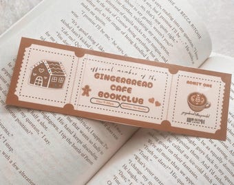 Gingerbread Cafe Bookmark | Bookclub Ticket Bookmark | Fall Bookmark | Autumn Bookmark | Bookish Gifts | Cute Bookmark | Cosy Bookmark