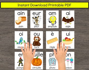 34 French Sounds Phonics Printable Flashcards Preschool Kindergarten Learning Homeschool Teaching Resources Français Cartes Éclair Sons