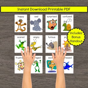 20 Feelings Emotions Flashcards Teaching Printable Resources Instant Download Kindergarten Preschool Homeschool