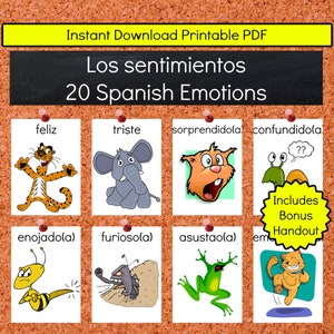 Spanish Emotions Feelings Teaching Printable Resources Classroom Posters Decor Download Kindergarten Preschool Homeschool Los Sentimientos