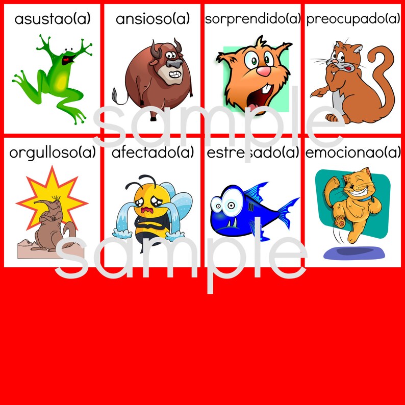 Spanish Emotions Feelings Flashcards Teaching Printable Etsy