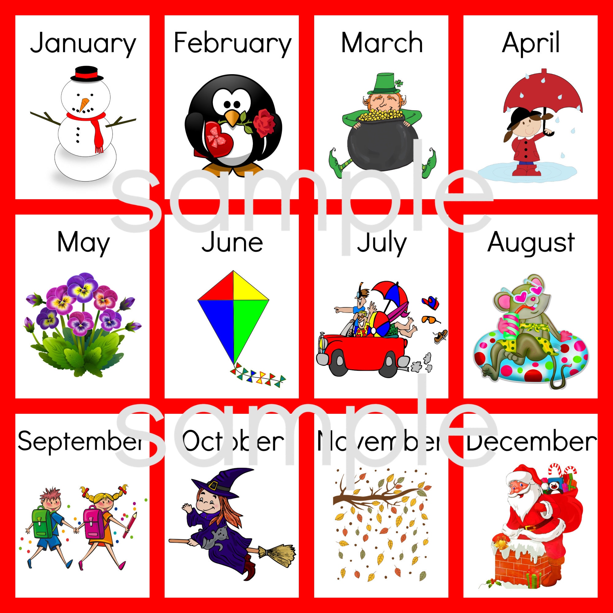 Months of the Year Flashcards Teaching Printable Resources Instant