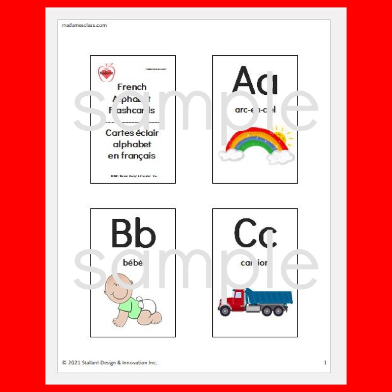 French Alphabet Flashcards Printable Instant Download Preschool