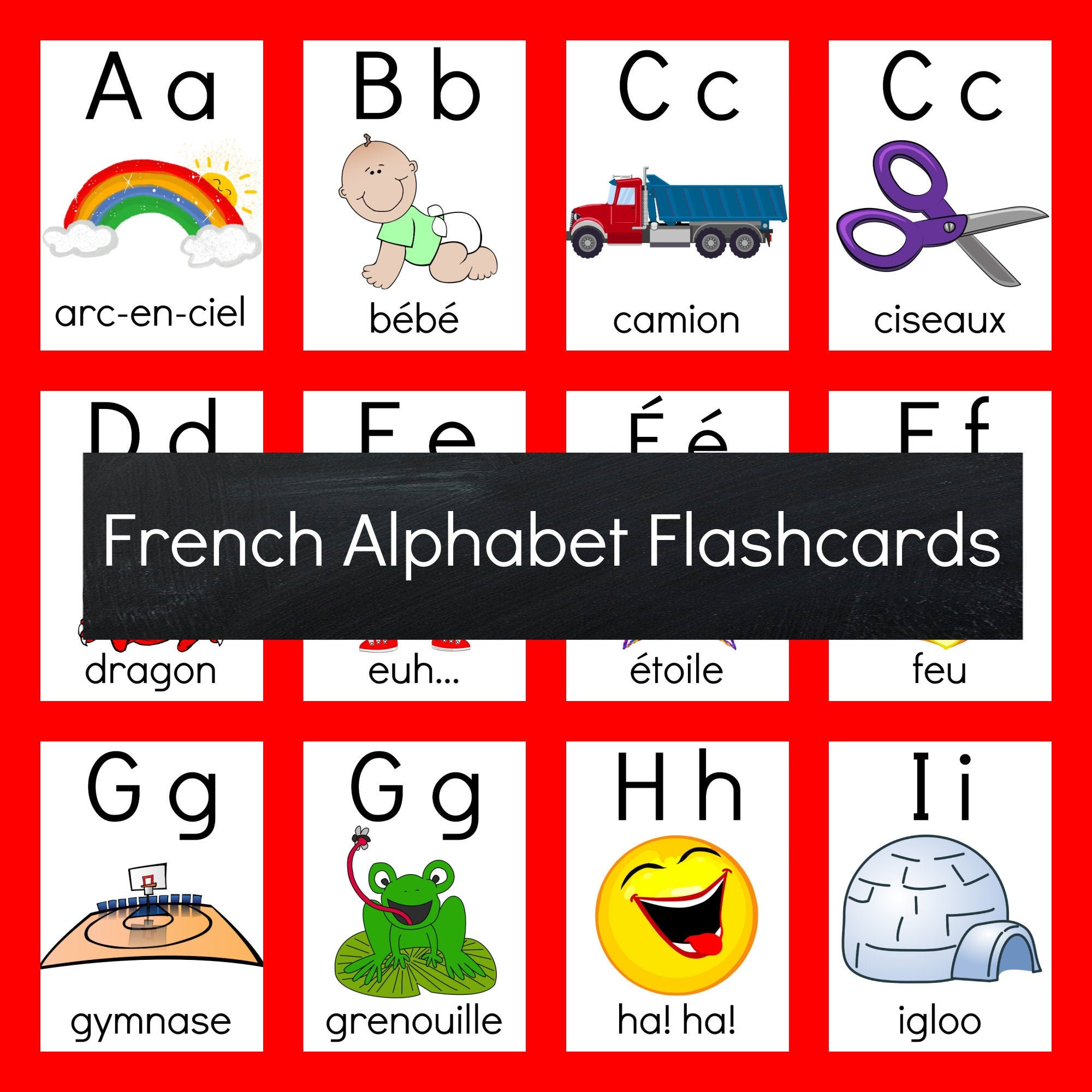 French Alphabet Flashcards Printable Instant Download Preschool