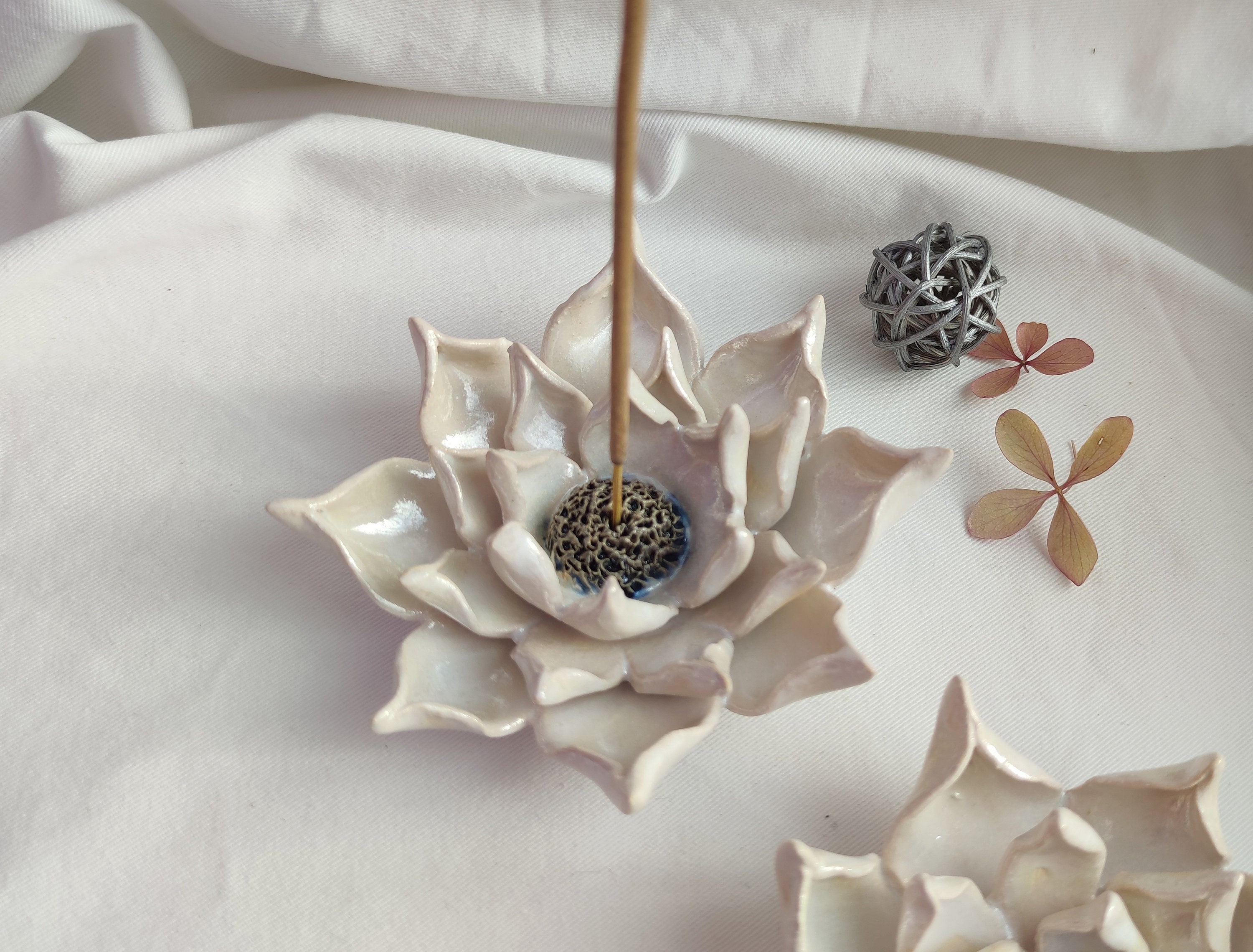 Ceramic Incense Holder Incense Stand White Flower Handmade Etsy UK