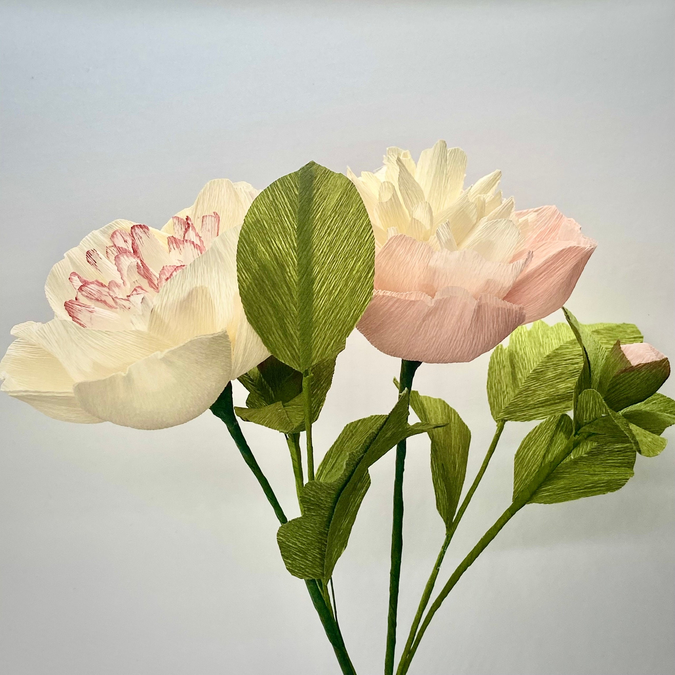 Christmas Peony Crepe Paper Flower Handmade Flower Custom Etsy