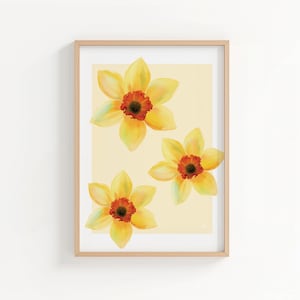 Daffodil A4 Digital Wall Art – March Birth Flower Printable – Botanical Floral PDF Download