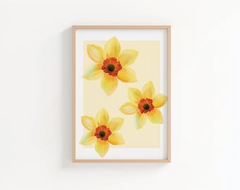 Daffodil March Birth Flower Print – Botanical Wall Art (PDF Download A5-A2)