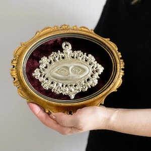Vintage Framed Milagros Devotional Ex Voto Eyes , Italian Catholic Religious Ornament Ex Voto Eyes , Florentine frame Ex Voto Gothic decor