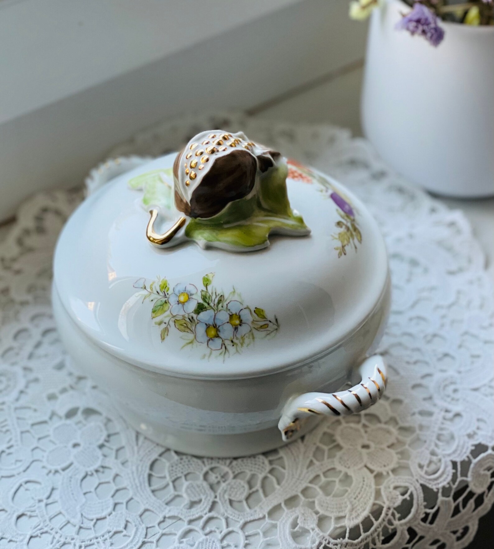 Vintage Italian Porcelain Bowl With Lid Floral Porcelain Etsy