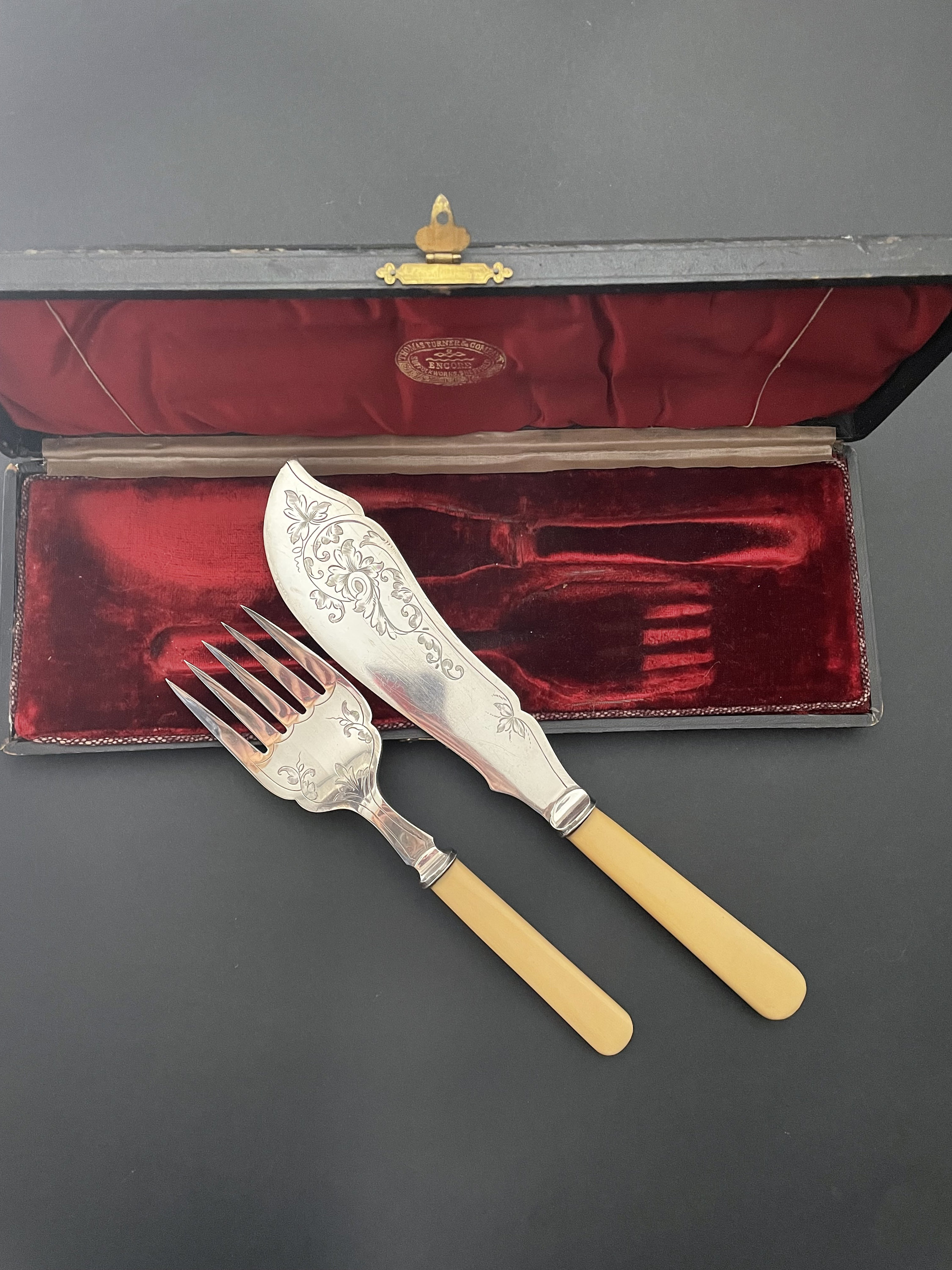 Antique Victorian Silver Plated Fish Serving Set - Thomas Turner
