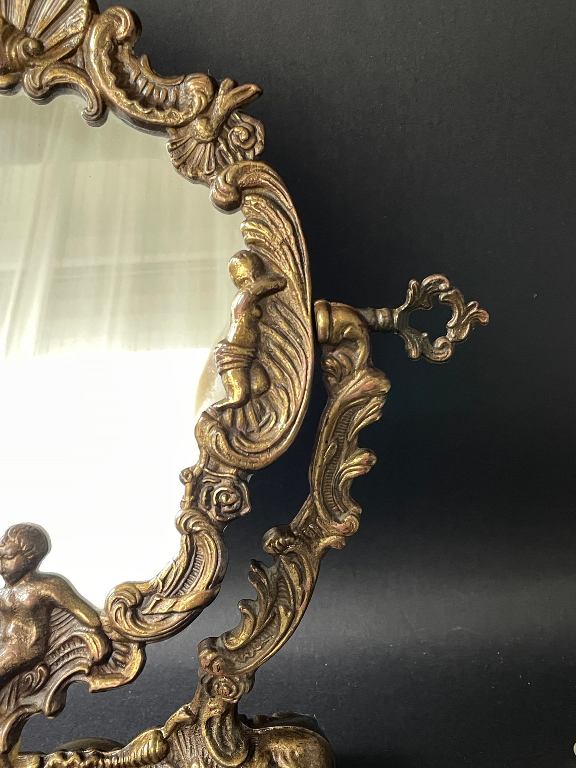 Antique French Vanity Mirror Rococo Baroque Bronze Mirror Etsy