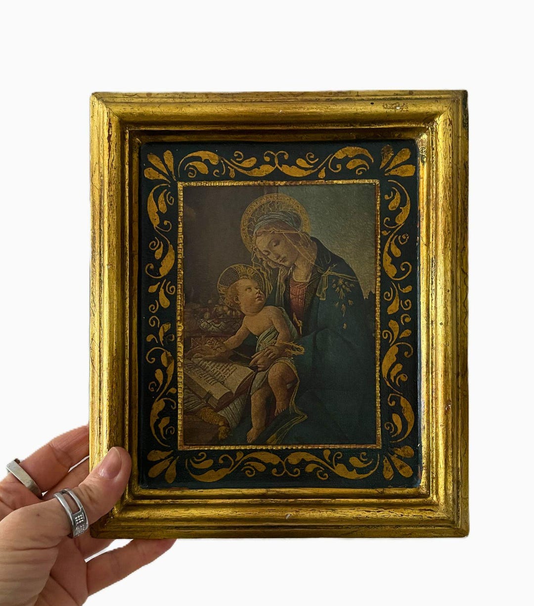 Vintage Florentine Madonna Wood Icon Gold Frame , Italian Renaissance ...