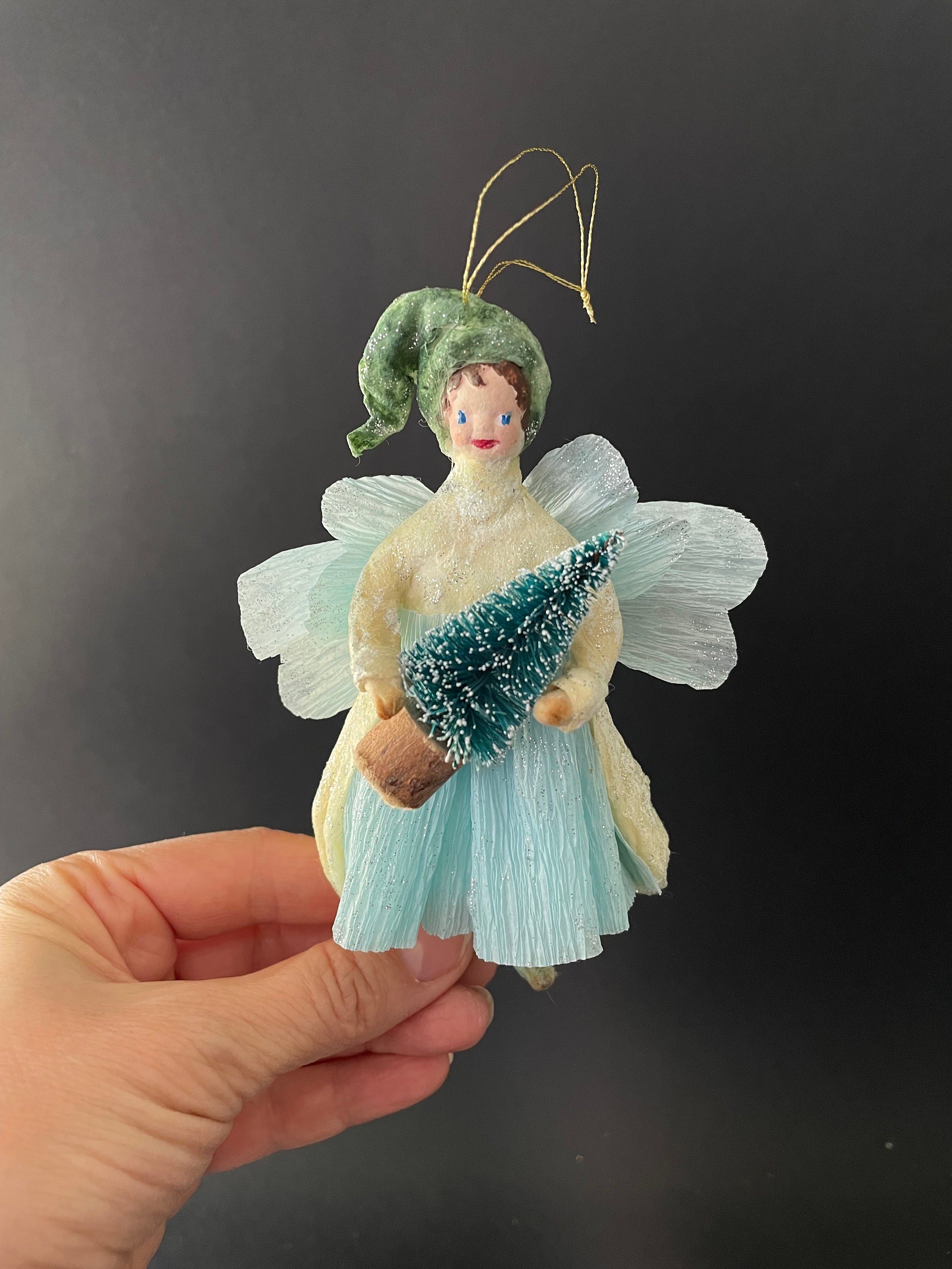 Vintage Style Spun Cotton Angel Ornament , Handmade Vintage Christmas ...