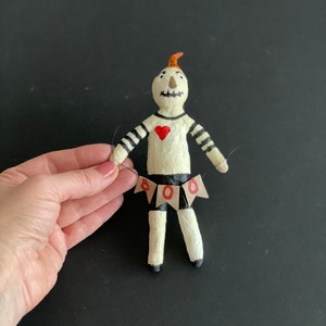 Vintage Inspired Spun Cotton Pumpkin Man , Halloween Hanging Pumpkin Man , Spun Cotton Halloween Figure Decoration Halloween Gothic Decor