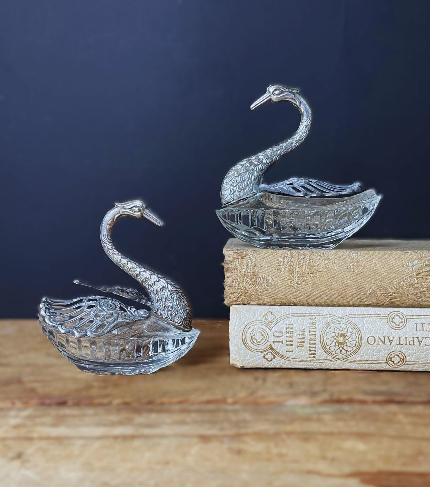 Vntage Csne De Crstal Mperal Fgura De Csne De Crstal - Etsy Méxco