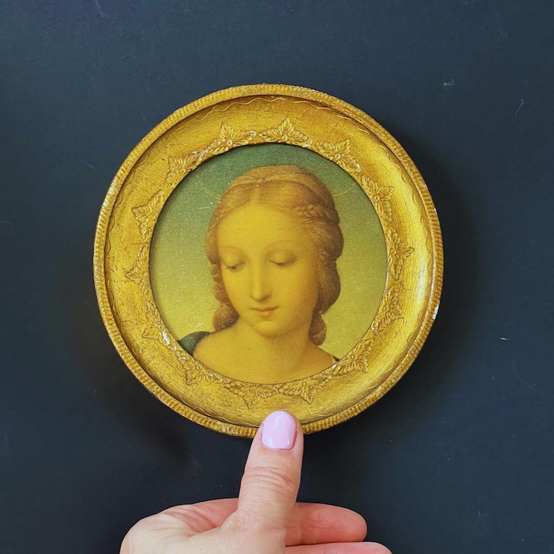 Antique Florentine Madonna Framed Art: Gilt Wood, Italian Religious ...