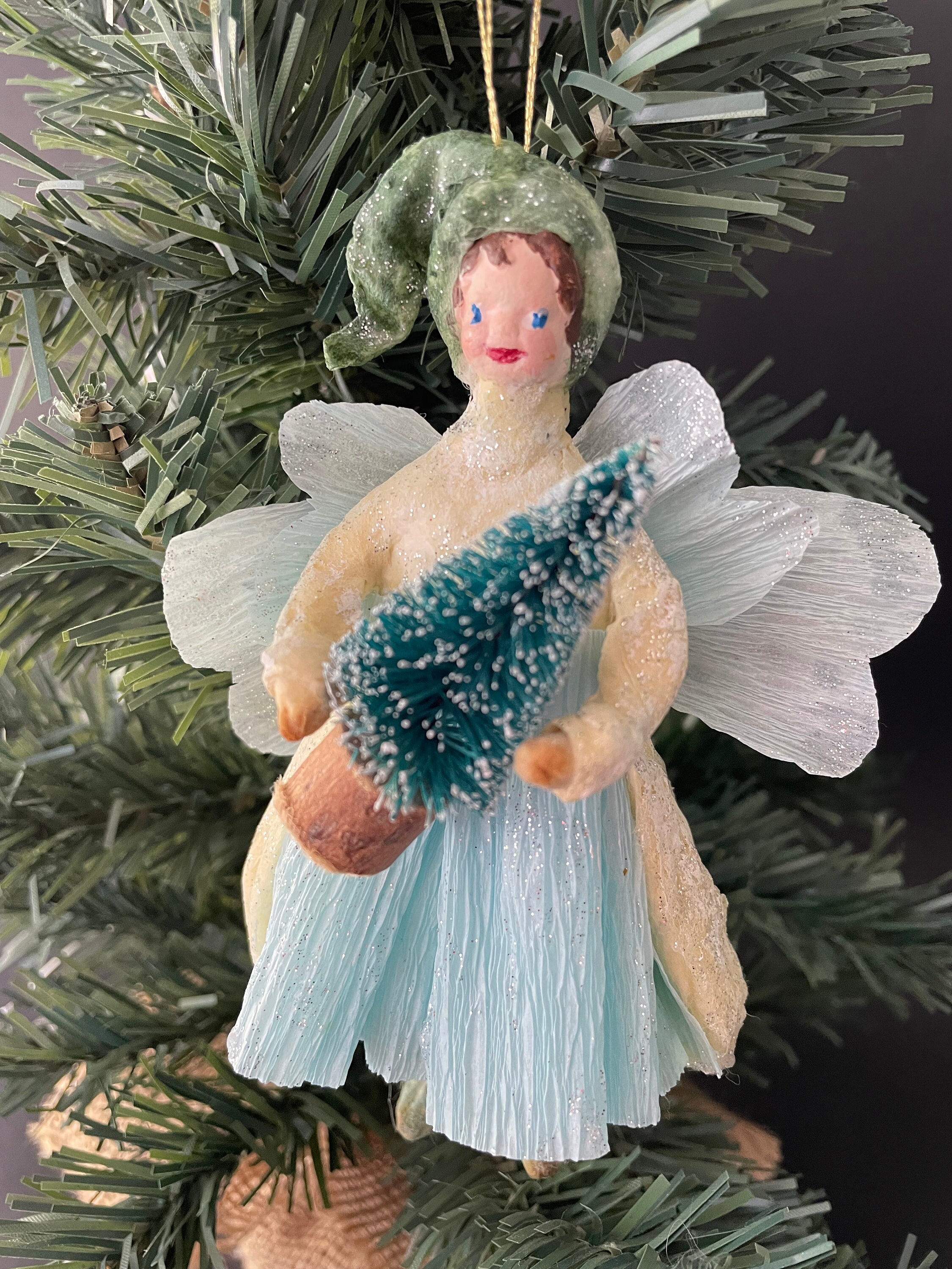 Vintage Style Spun Cotton Angel Ornament , Handmade Vintage Christmas ...