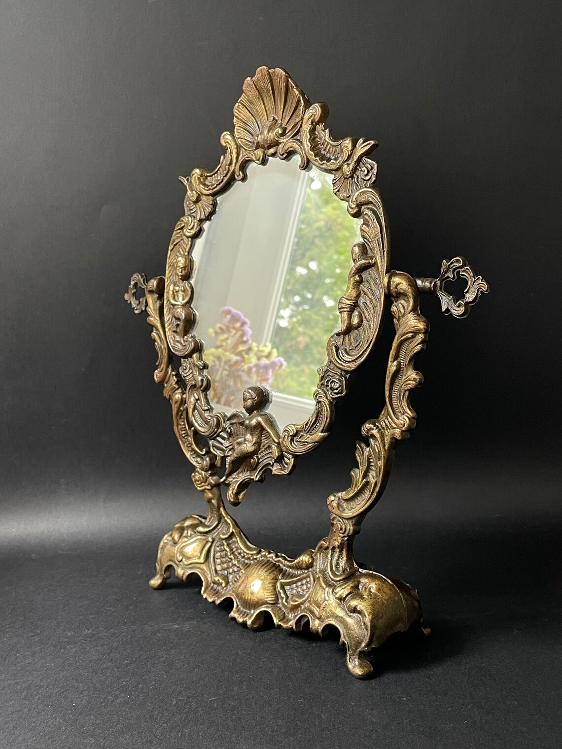 Antique French Vanity Mirror Rococo Baroque Bronze Mirror Etsy