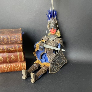 Vintage Italian Knight Puppet Doll , Hand Made Sicilian Wood Soldier ...