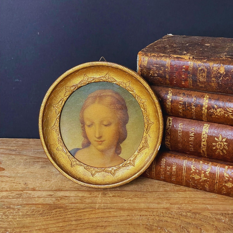Antique Florentine Madonna Framed Art: Gilt Wood, Italian Religious ...