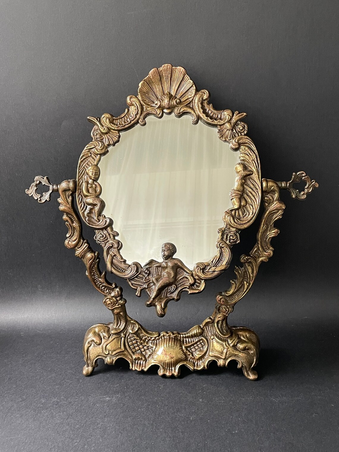 Antique French Vanity Mirror Rococo Baroque Bronze Mirror Etsy