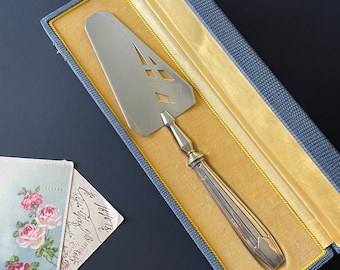 Antique Art Deco Silver Plated Cake Server Boxed , Ornate French Silver Cake Server , Art Deco Cutlery Silver Serving Spatula Wedding gift