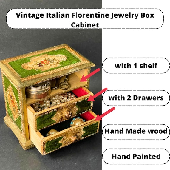 Vintage Italian Florentine Jewelry Box Cabinet , … - image 2