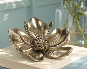 Vintage Italian Mid century Lotus Ashtray , Silver Plated Flower Ashtray with Removable Petals , Lotus Opened petals  Ashtray Smokers gift