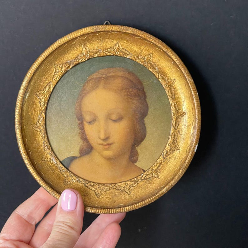 Antique Florentine Madonna Framed Art: Gilt Wood, Italian Religious ...